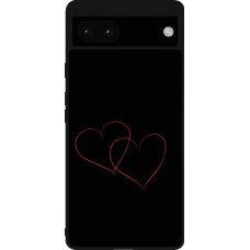 Coque Google Pixel 6a - Silicone rigide noir Valentine 2023 attached heart