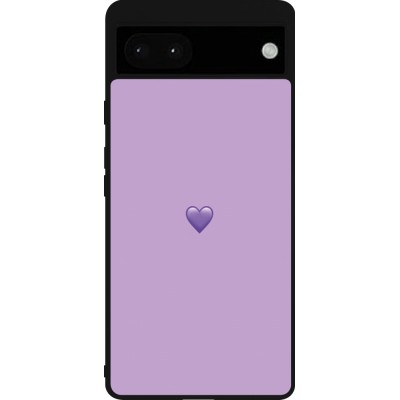 Coque Google Pixel 6a - Silicone rigide noir Valentine 2023 purpule single heart