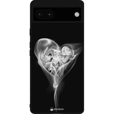 Coque Google Pixel 6a - Silicone rigide noir Valentine 2022 Black Smoke