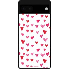 Coque Google Pixel 6a - Silicone rigide noir Valentine 2022 Many pink hearts