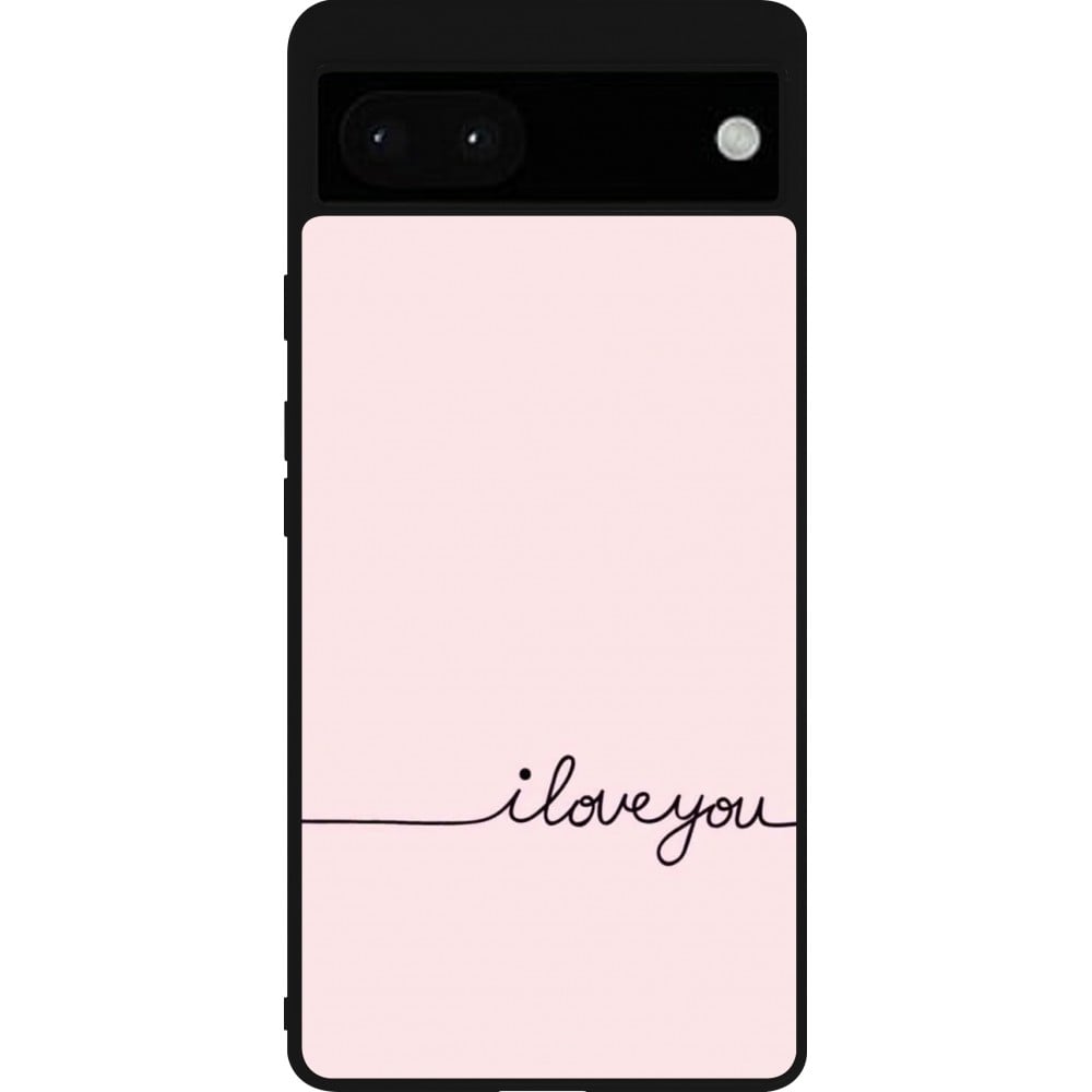 Coque Google Pixel 6a - Silicone rigide noir Valentine 2023 i love you writing