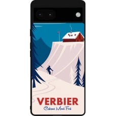 Coque Google Pixel 6a - Silicone rigide noir Verbier Cabane Mont-Fort