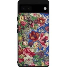 Coque Google Pixel 6a - Silicone rigide noir Vintage Art Flowers