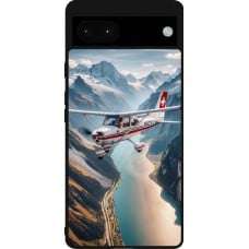 Coque Google Pixel 6a - Silicone rigide noir Vol Alpin Suisse