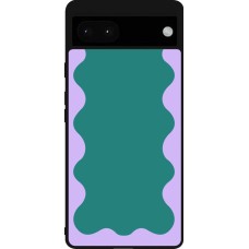 Coque Google Pixel 6a - Silicone rigide noir Wavy Rectangle Green Purple