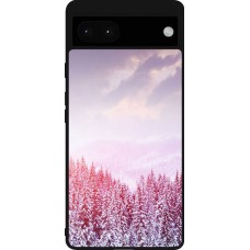 Coque Google Pixel 6a - Silicone rigide noir Winter 22 Pink Forest