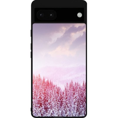 Coque Google Pixel 6a - Silicone rigide noir Winter 22 Pink Forest