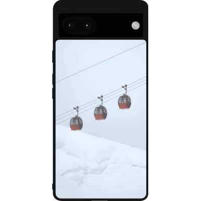 Coque Google Pixel 6a - Silicone rigide noir Winter 22 ski lift