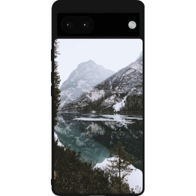 Coque Google Pixel 6a - Silicone rigide noir Winter 22 snowy mountain and lake