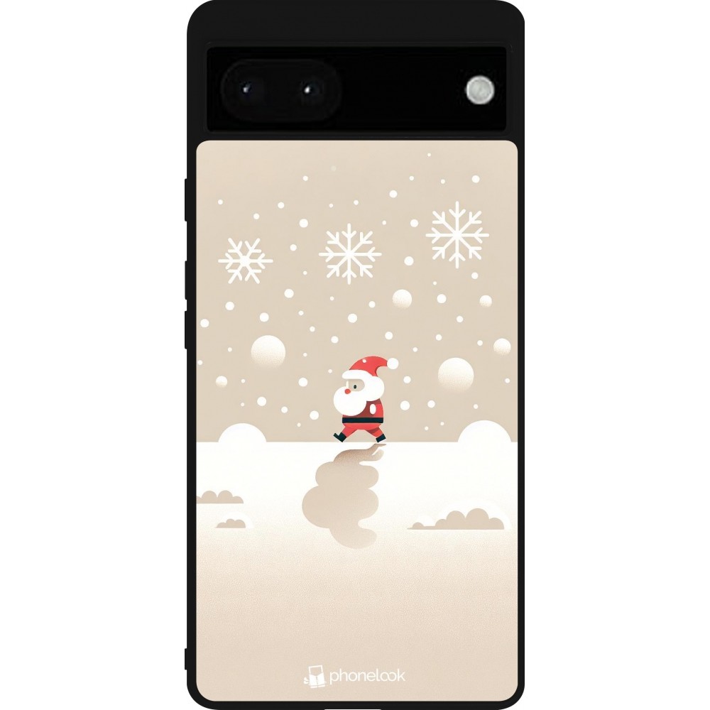 Coque Google Pixel 6a - Silicone rigide noir Noël 2023 Minimalist Santa