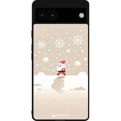 Coque Google Pixel 6a - Silicone rigide noir Noël 2023 Minimalist Santa