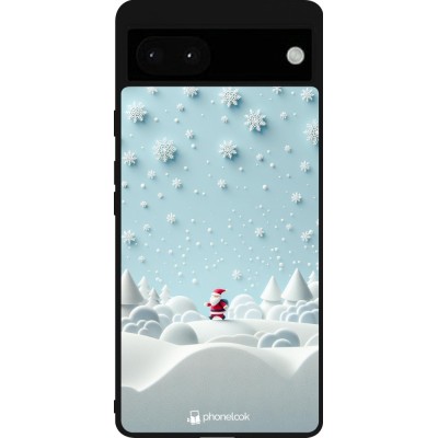 Coque Google Pixel 6a - Silicone rigide noir Noël 2023 Petit Père Flocon