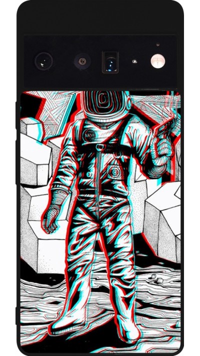 Coque Google Pixel 6 Pro - Silicone rigide noir Anaglyph Astronaut