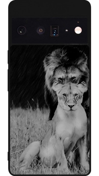 Coque Google Pixel 6 Pro - Silicone rigide noir Angry lions