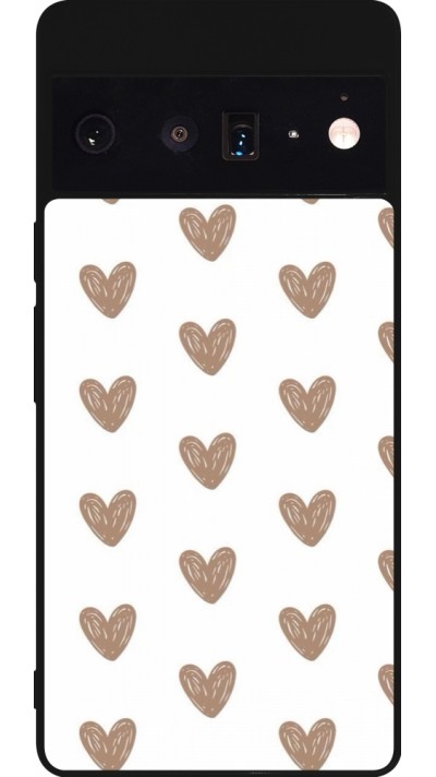 Coque Google Pixel 6 Pro - Silicone rigide noir Autumn 2024 brown hearts