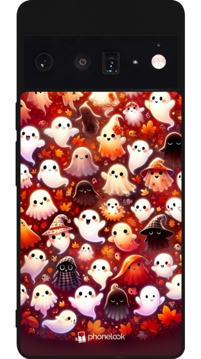 Coque Google Pixel 6 Pro - Silicone rigide noir Fantômes automne mignons