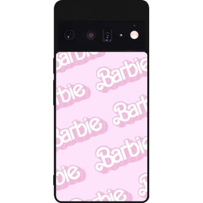 Coque Google Pixel 6 Pro - Silicone rigide noir Barbie light pink pattern