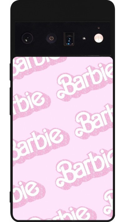 Coque Google Pixel 6 Pro - Silicone rigide noir Barbie light pink pattern