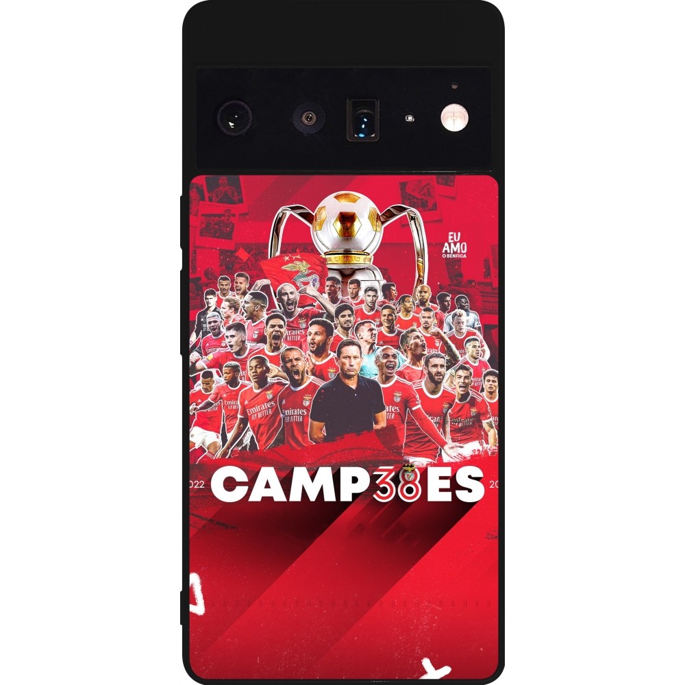 Coque Google Pixel 6 Pro - Silicone rigide noir Benfica Campeoes 2023