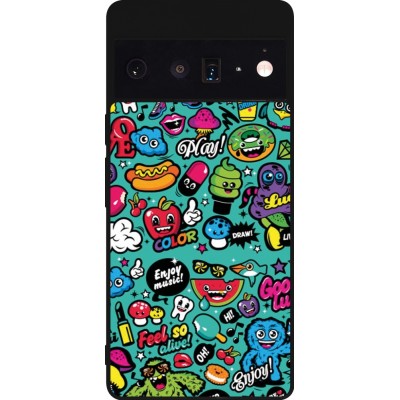 Coque Google Pixel 6 Pro - Silicone rigide noir Cartoons old school