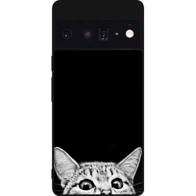 Coque Google Pixel 6 Pro - Silicone rigide noir Cat Looking Up Black