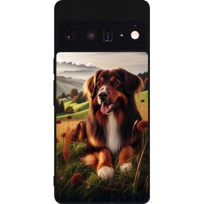 Coque Google Pixel 6 Pro - Silicone rigide noir Chien Campagne Suisse