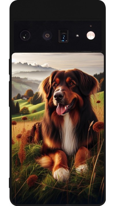 Coque Google Pixel 6 Pro - Silicone rigide noir Chien Campagne Suisse