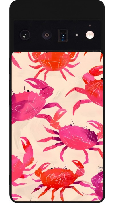 Coque Google Pixel 6 Pro - Silicone rigide noir Crabs Paint