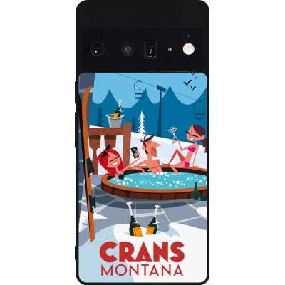 Coque Google Pixel 6 Pro - Silicone rigide noir Crans-Montana Mountain Jacuzzi