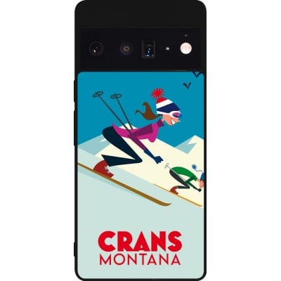 Coque Google Pixel 6 Pro - Silicone rigide noir Crans-Montana Ski Downhill