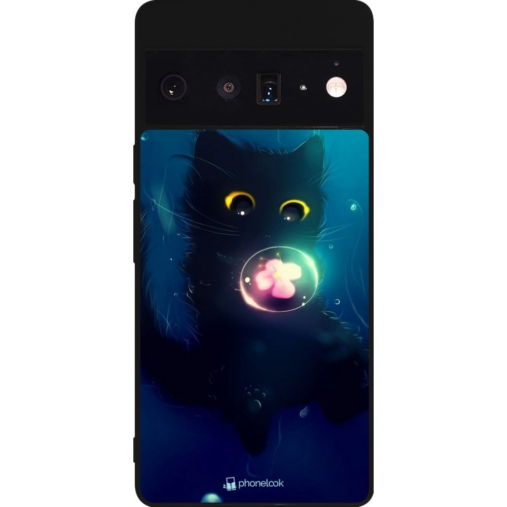 Coque Google Pixel 6 Pro - Silicone rigide noir Cute Cat Bubble