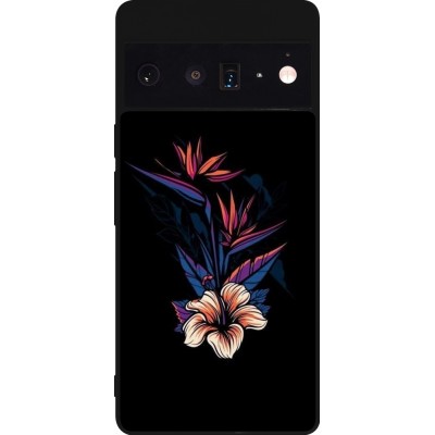 Coque Google Pixel 6 Pro - Silicone rigide noir Dark Flowers