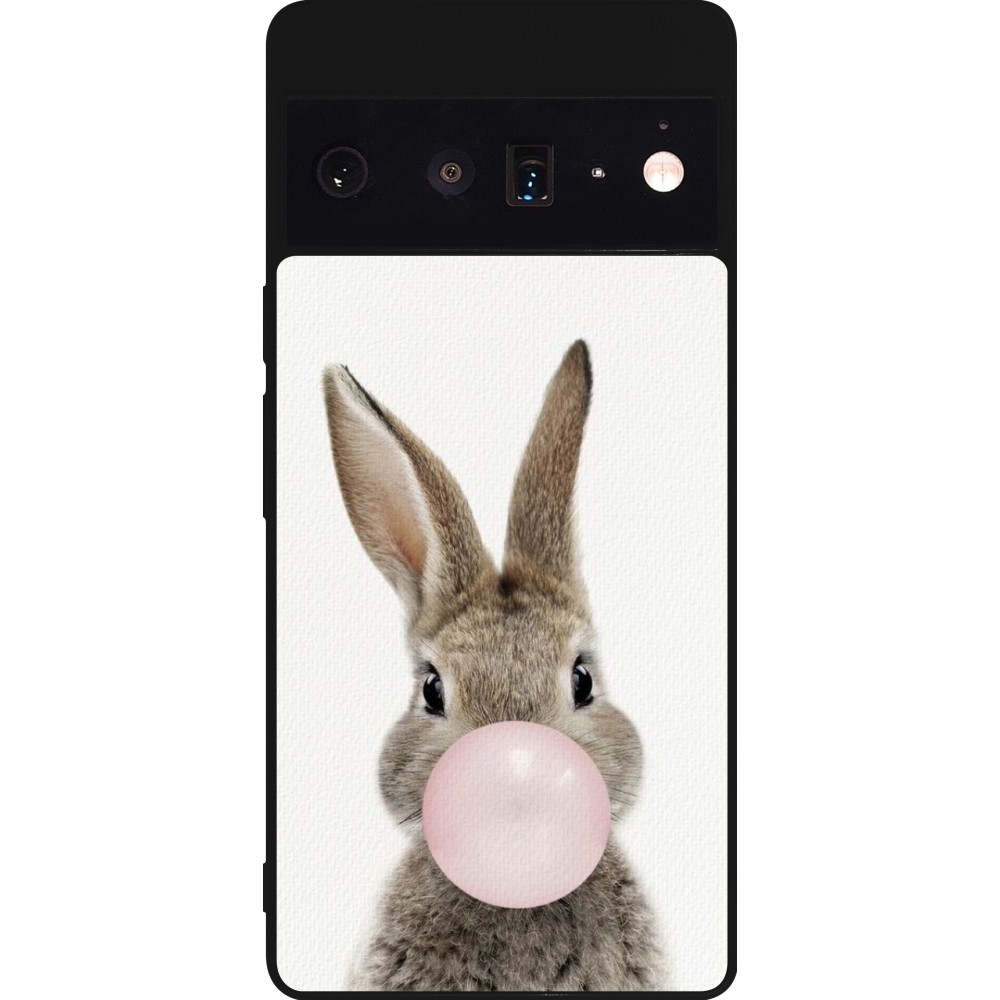 Coque Google Pixel 6 Pro - Silicone rigide noir Easter 2023 bubble gum bunny