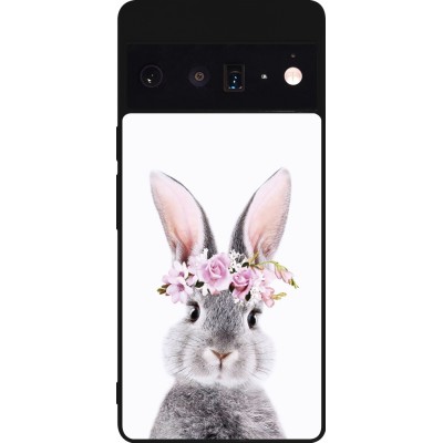 Coque Google Pixel 6 Pro - Silicone rigide noir Easter 2023 flower bunny