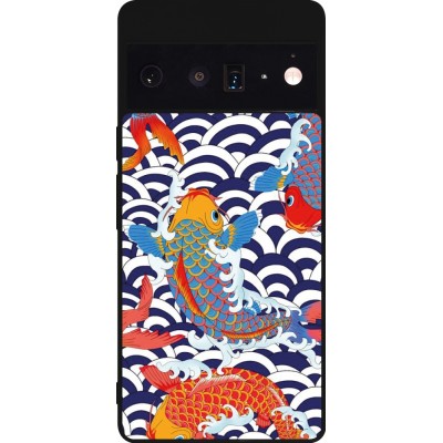 Coque Google Pixel 6 Pro - Silicone rigide noir Easter 2023 japanese fish