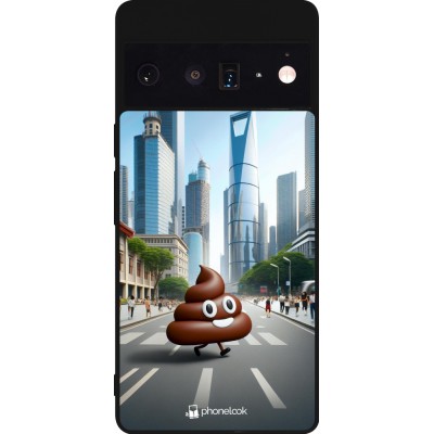 Coque Google Pixel 6 Pro - Silicone rigide noir Emoji Caca walk