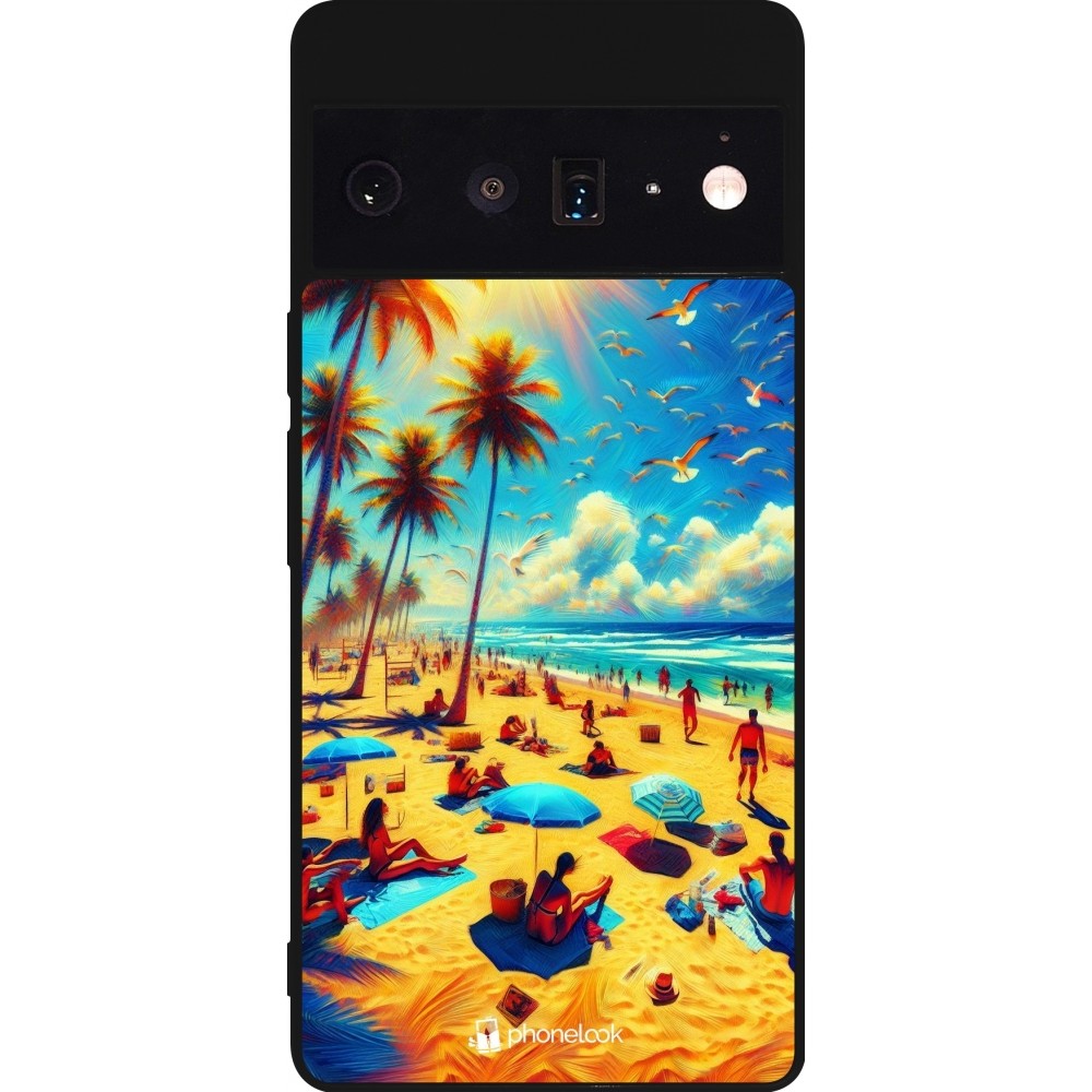 Coque Google Pixel 6 Pro - Silicone rigide noir Été Paradis Paint