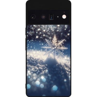 Coque Google Pixel 6 Pro - Silicone rigide noir Flocon Solaire Éclat