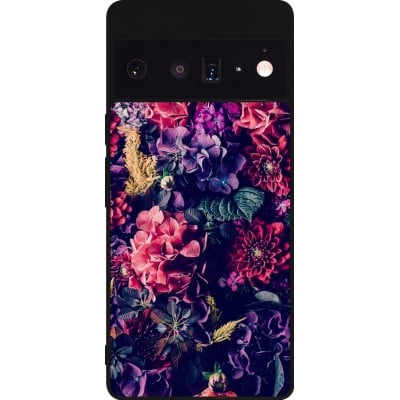 Coque Google Pixel 6 Pro - Silicone rigide noir Flowers Dark