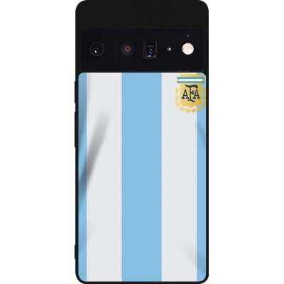 Coque Google Pixel 6 Pro - Silicone rigide noir Maillot de football Argentine 2022 personnalisable