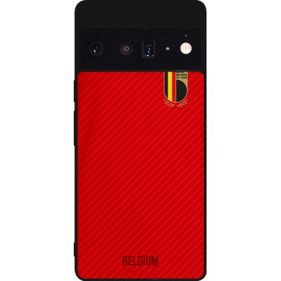 Coque Google Pixel 6 Pro - Silicone rigide noir Maillot de football Belgique 2022 personnalisable