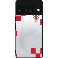 Coque Google Pixel 6 Pro - Silicone rigide noir Maillot de football Croatie 2022 personnalisable