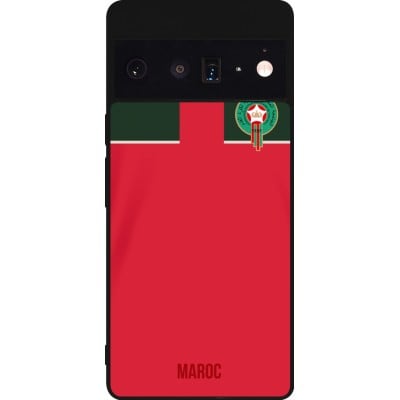 Coque Google Pixel 6 Pro - Silicone rigide noir Maillot de football Maroc 2022 personnalisable