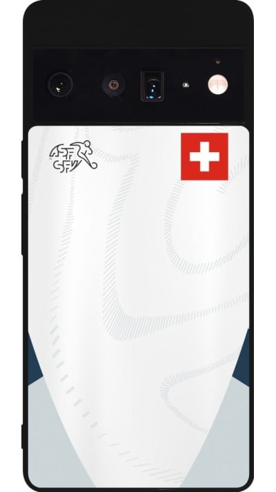 Coque Google Pixel 6 Pro - Silicone rigide noir Maillot de football Suisse Extérieur personnalisable