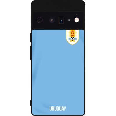 Coque Google Pixel 6 Pro - Silicone rigide noir Maillot de football Uruguay 2022 personnalisable