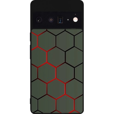 Coque Google Pixel 6 Pro - Silicone rigide noir Geometric Line red