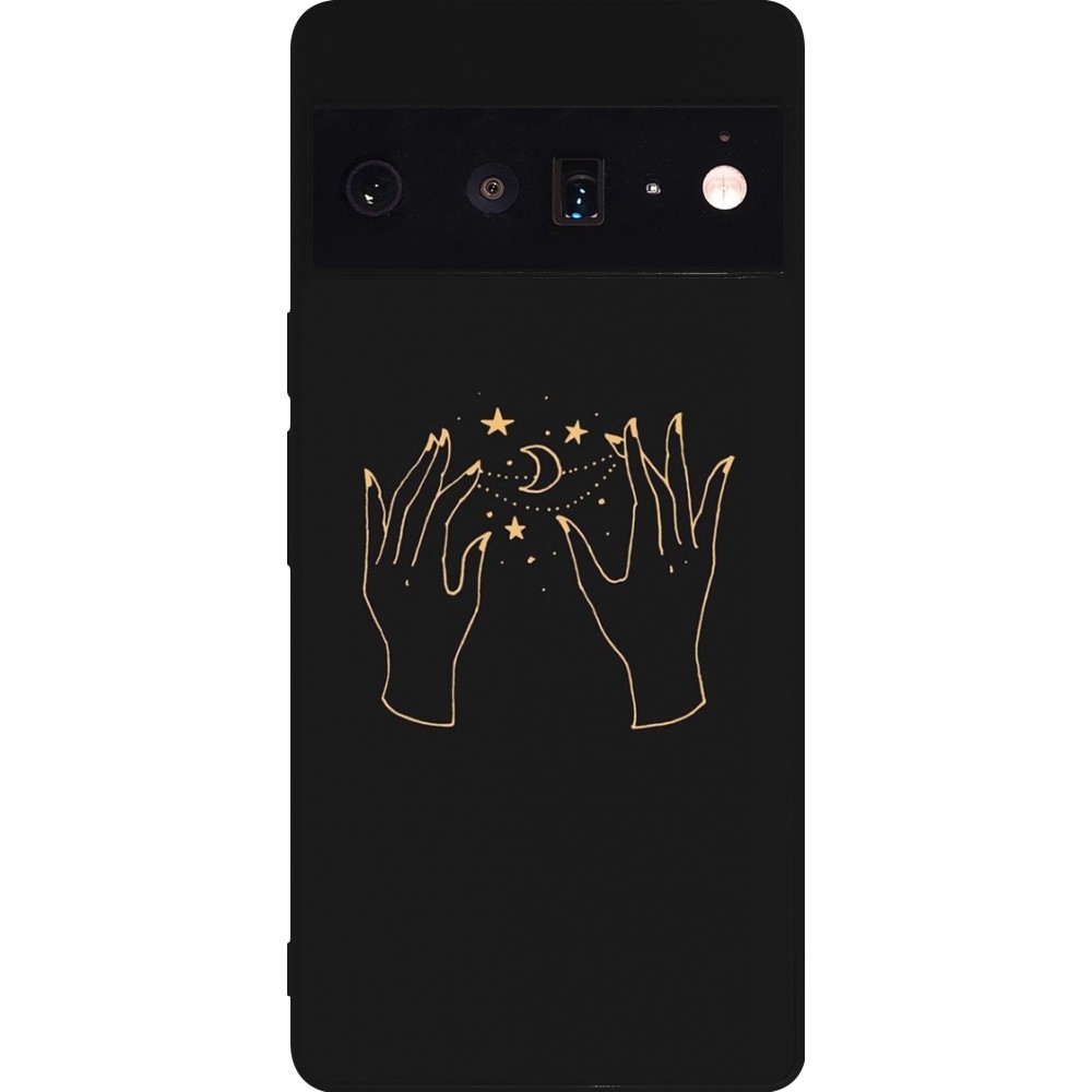 Coque Google Pixel Pro Silicone Rigide Noir Grey Magic Hands