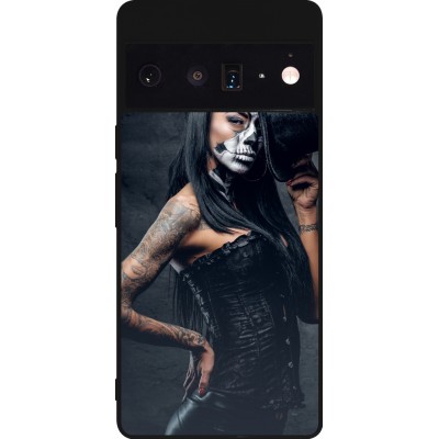 Coque Google Pixel 6 Pro - Silicone rigide noir Halloween 22 Tattooed Girl