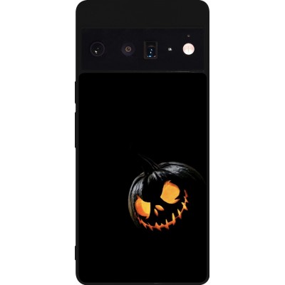 Coque Google Pixel 6 Pro - Silicone rigide noir Halloween 2023 discreet pumpkin