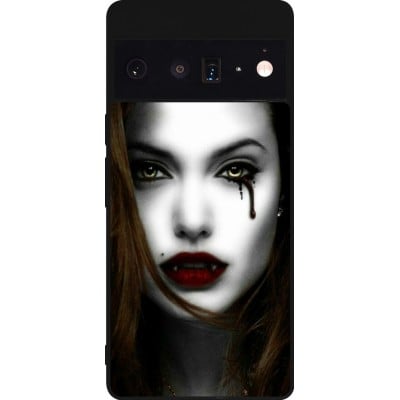 Coque Google Pixel 6 Pro - Silicone rigide noir Halloween 2023 gothic vampire